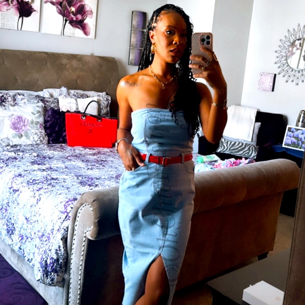 Jean tube top dress